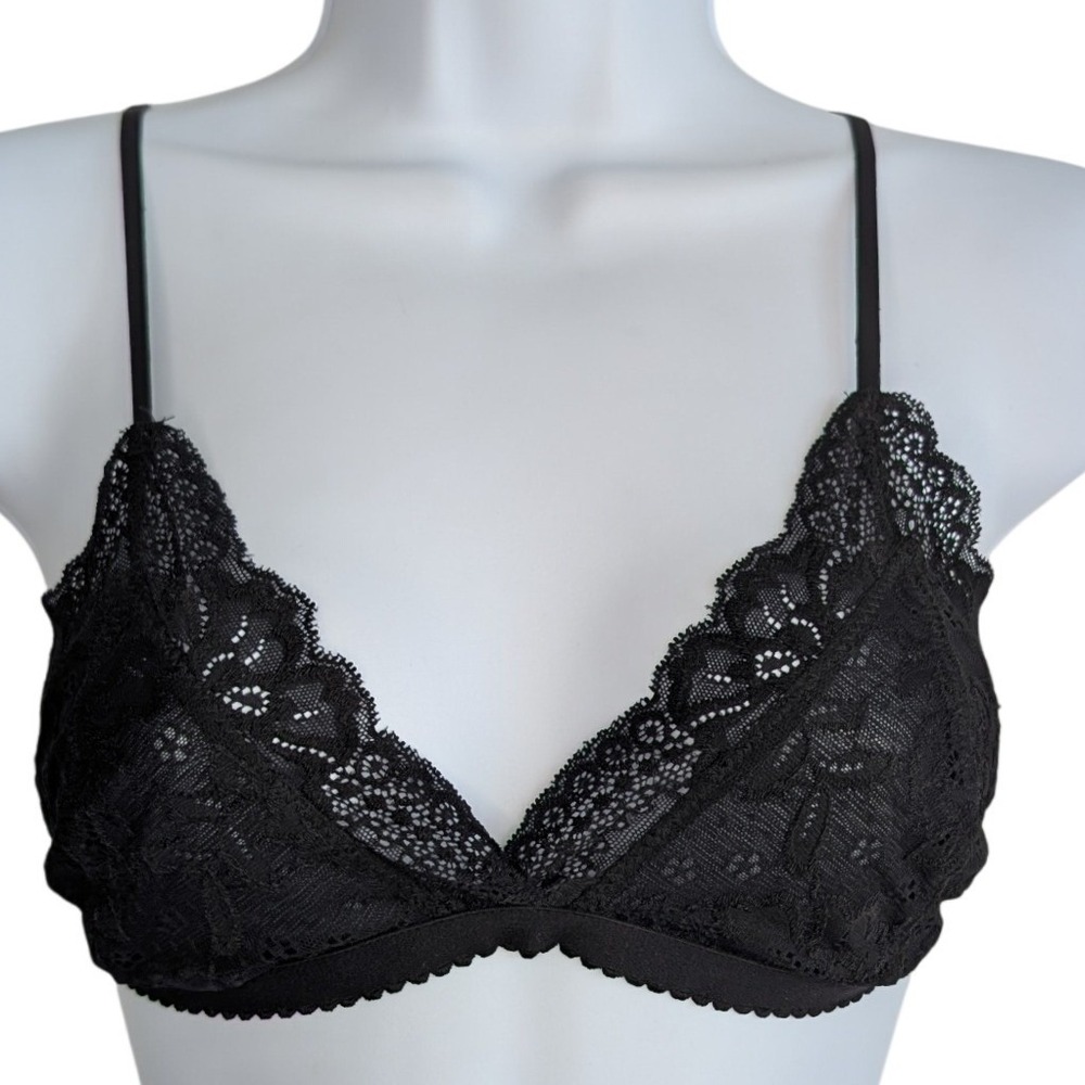 Talula Medium Black Lace Adjustable Unlined Unpadded Everyday Bra Bralette‎